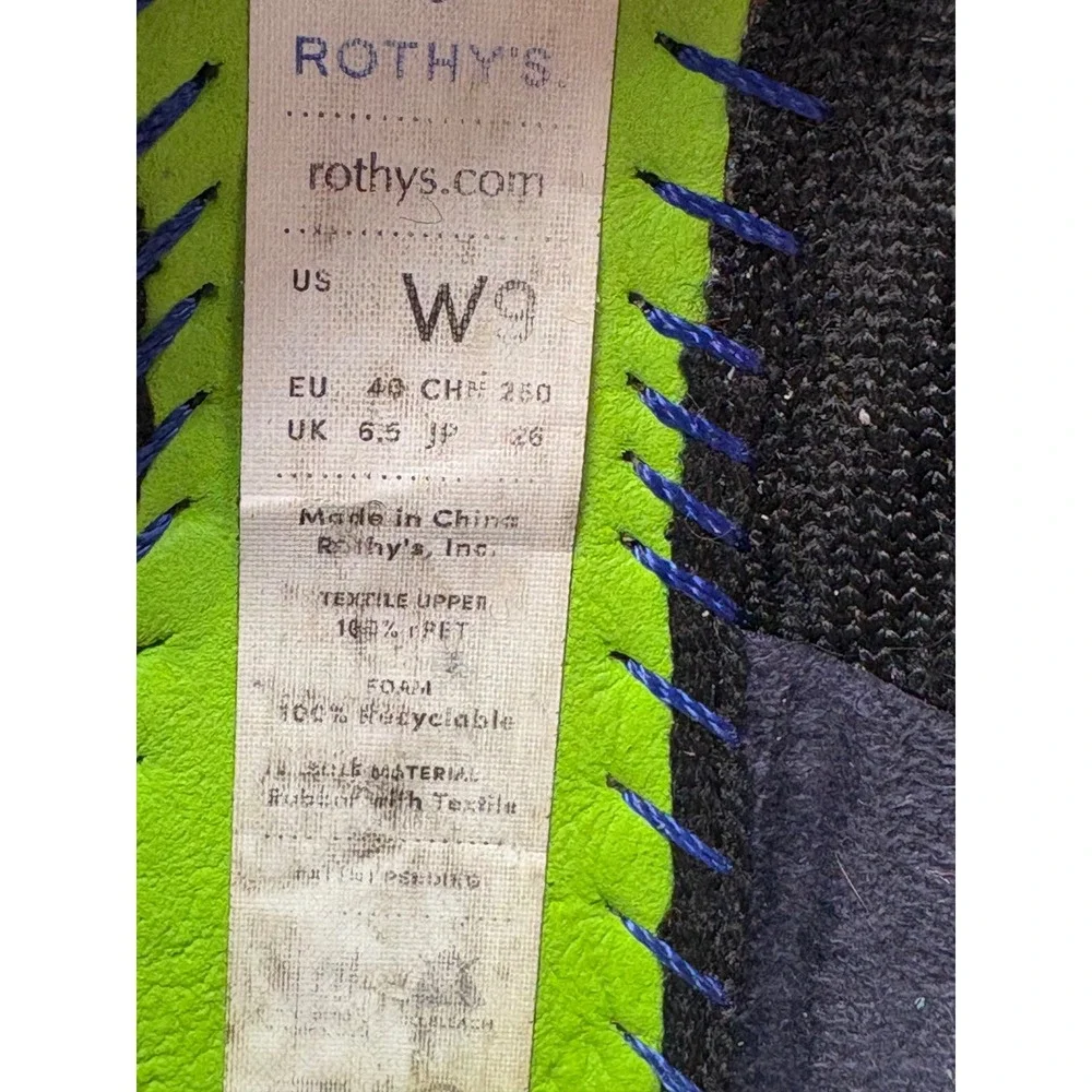 Rothys The Point Black Pointed Toe Knit Flats Womens 9 Sustainable Slip On Shoes